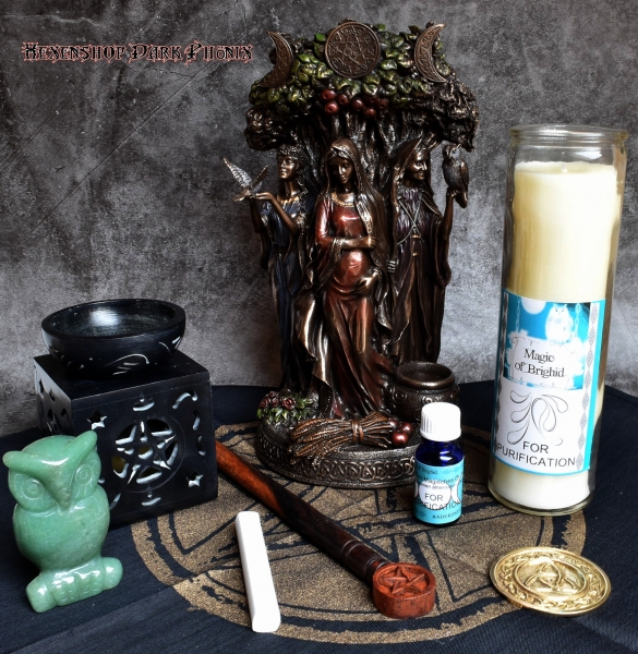 Hexenshop Dark Phönix Magic of Brighid Ritual Glaskerzen Set Reinigung